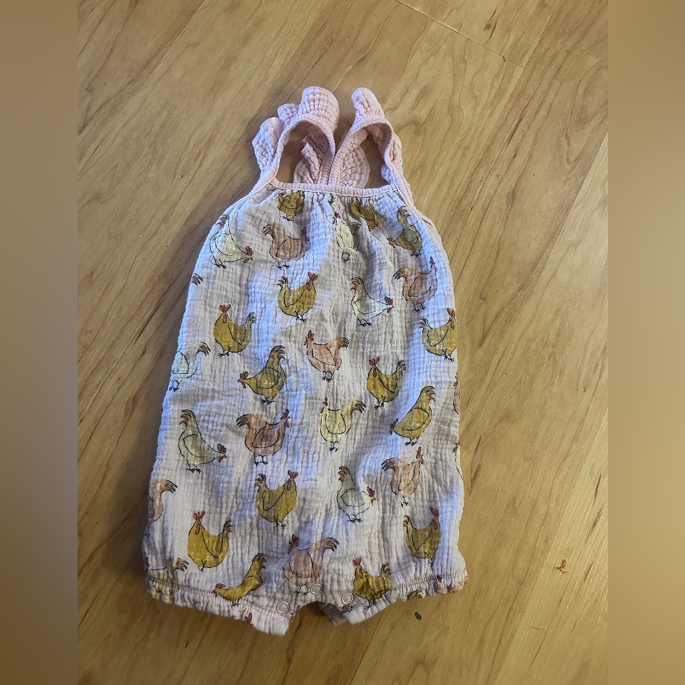 Mud Pie Pastel Chicken Print Bodysuit